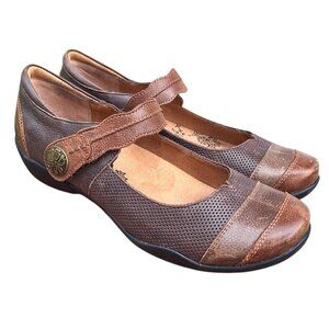 Taos Bravo Mary Jane Leather Whisky Brown Multi Flats Size 8.5